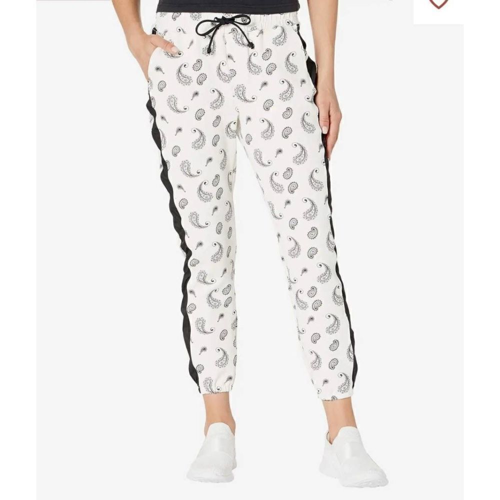 Koral Brink Dive Sweatpants Size Small in Black and White Paisley
